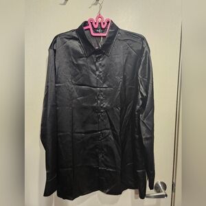 OUKU Classic Men's Black Dress Shirt Large